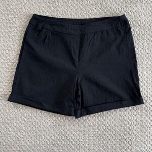 Soft Surroundings Black Shorts Women's Large Cuffed Stretch Casual Pull-On